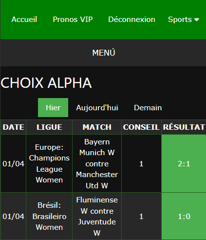 pari VIP gagné ticket