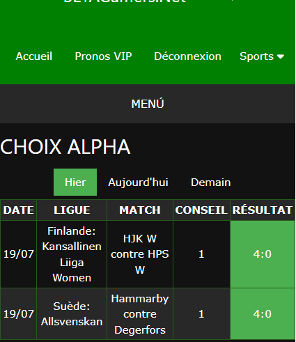pari VIP gagné ticket