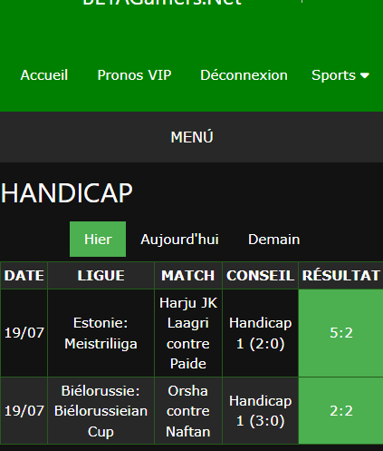 pari VIP gagné ticket