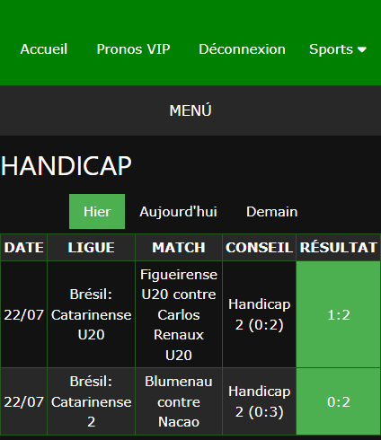 pari VIP gagné ticket