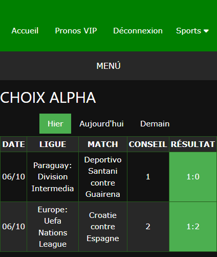 pari VIP gagné ticket
