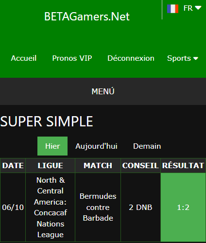 pari VIP gagné ticket
