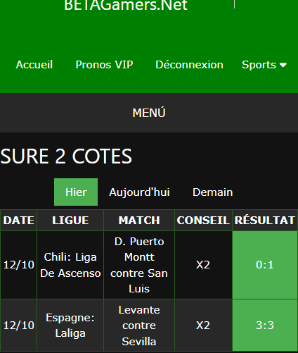 pari VIP gagné ticket